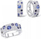 Classic Cubic Zirconia 14K White Gold Plated Sapphire Earrings & Ring for Women
